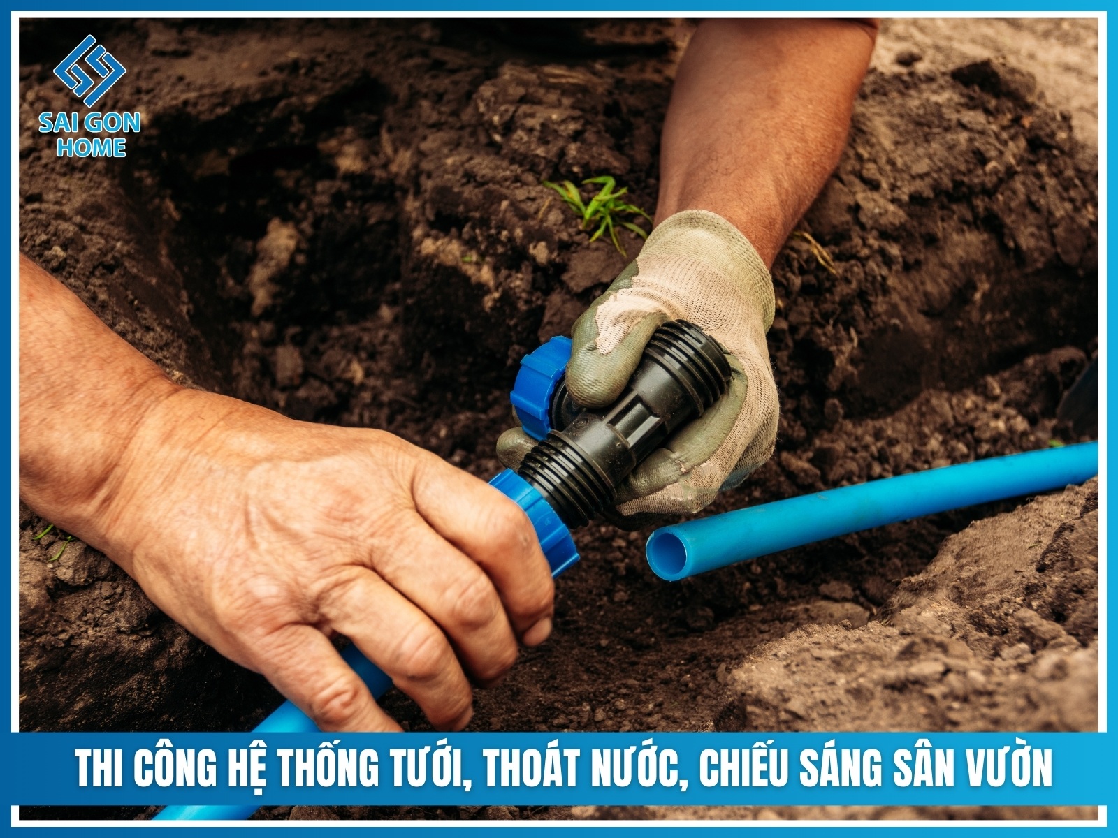 Báo giá thiết kế thi công sân vườn trọn gói 2025 35 Thi cong he thong tuoi thoat nuoc chieu sang