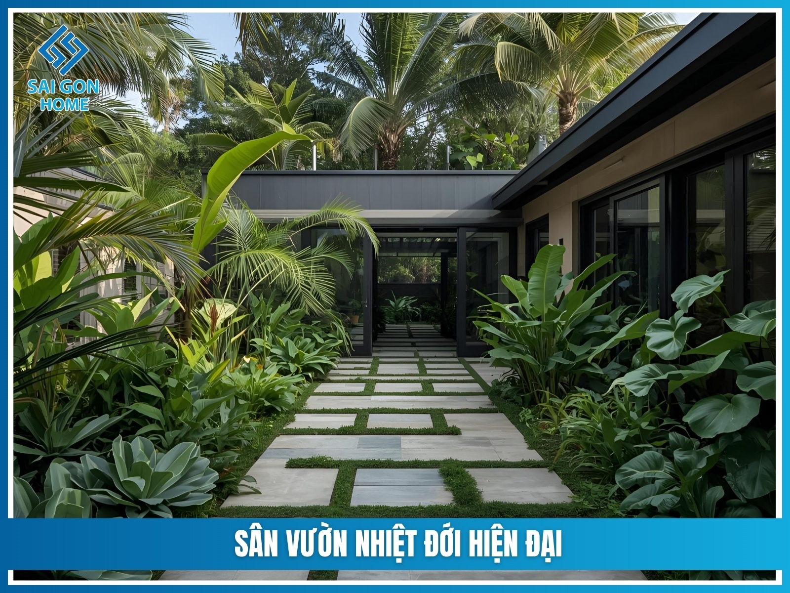 Báo giá thiết kế thi công sân vườn trọn gói 2025 43 San vuon nhiet doi hien dai