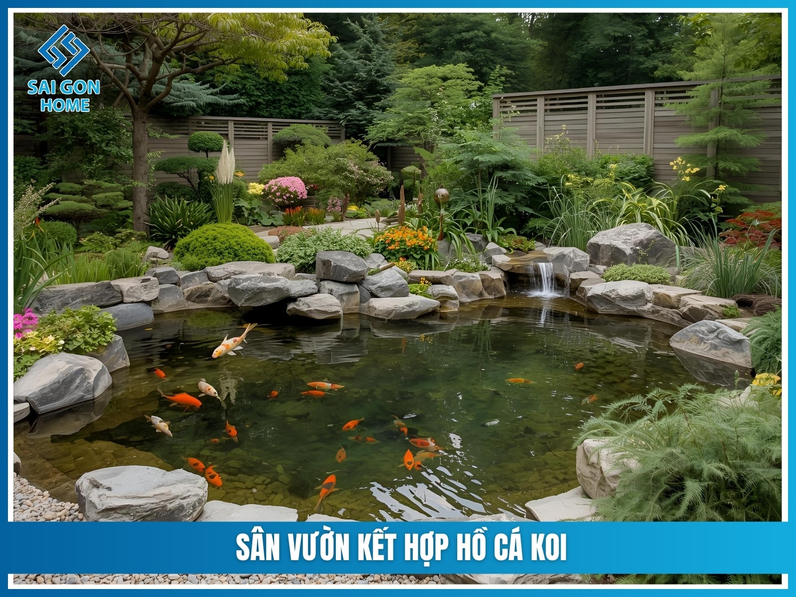 Báo giá thiết kế thi công sân vườn trọn gói 2025 44 San vuon ket hop ho ca koi