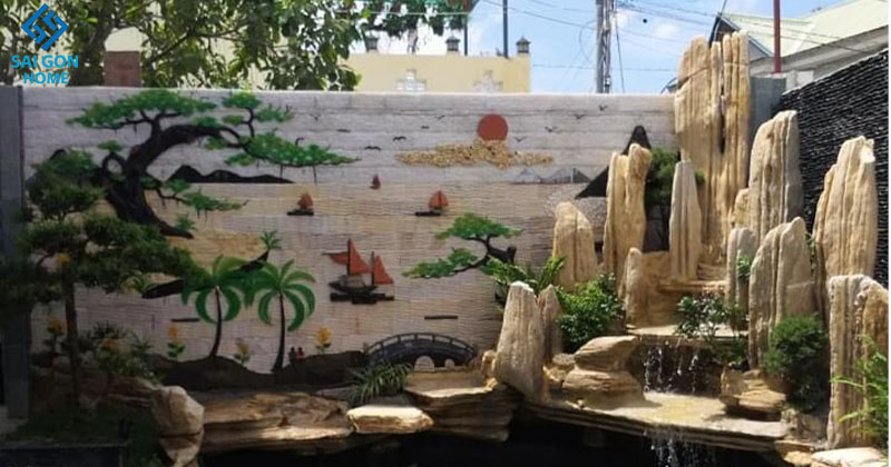 Tiểu Cảnh Tường Đá Anh Tấn - Bình Chánh 3 Thiết kế tiểu cảnh tường đá sẽ mang lại tính thẩm mỹ cao