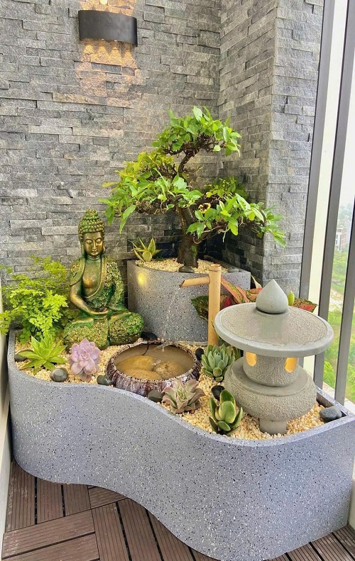 Đèn đá 13 Không gian sân vườn sẽ trở nên đặc biệt hơn khi có một hoặc vài chiếc đèn đá làm điểm nhấn