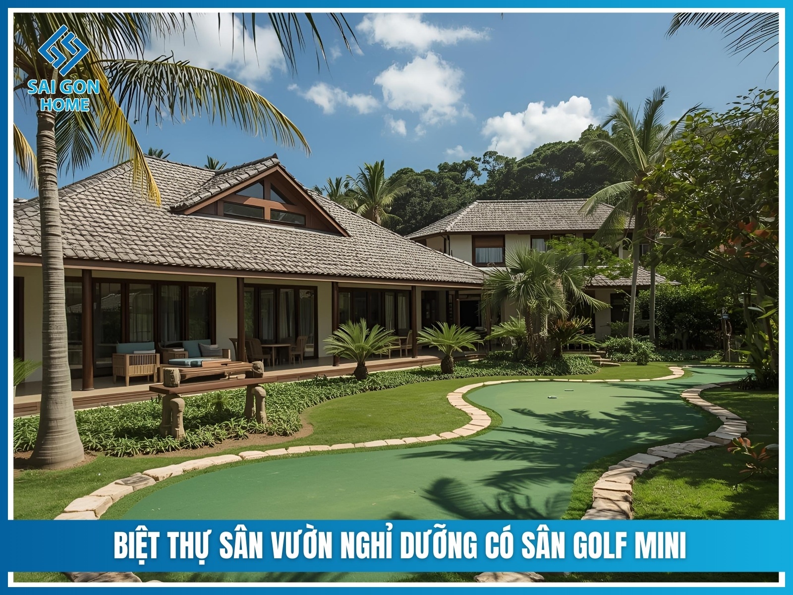 45+ mẫu biệt thự nhà vườn ĐẸP và HIỆN ĐẠI 37 Biet thu san vuon nghi duong co san golf mini