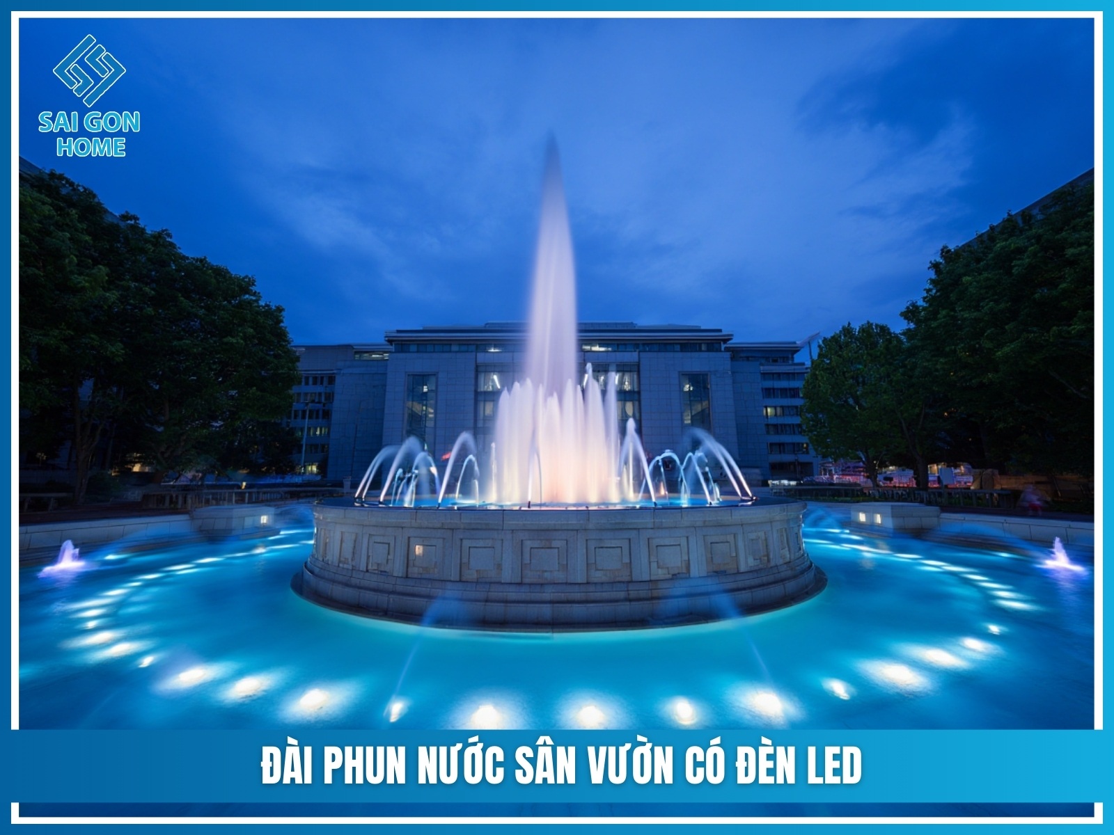 99+ Mẫu đài phun nước sân vườn ĐẸP 24 Dai phun nuoc san vuon co den LED