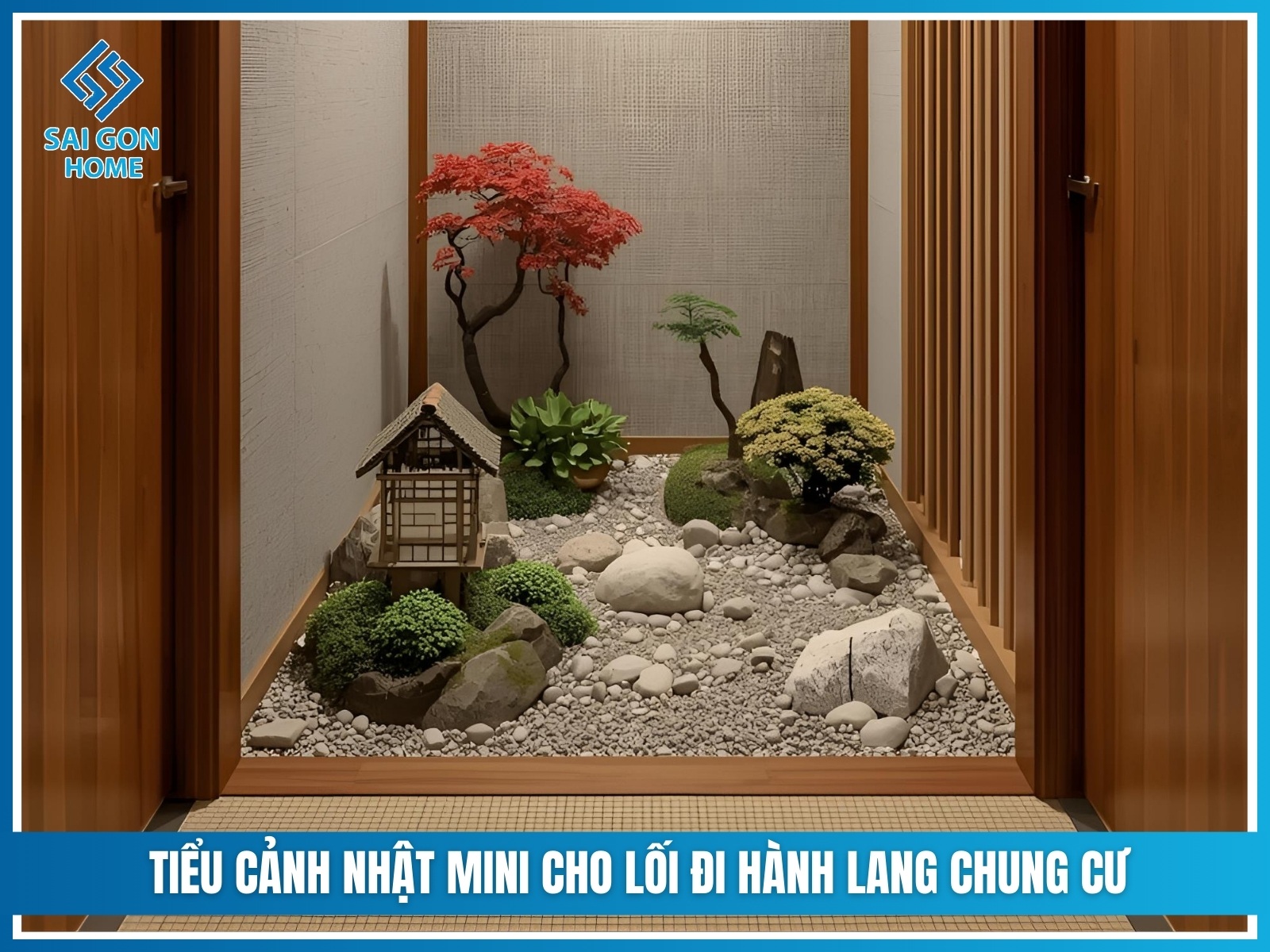 Mẫu sân vườn Nhật Bản 43 Tieu canh Nhat mini cho loi di hanh lang chung cu