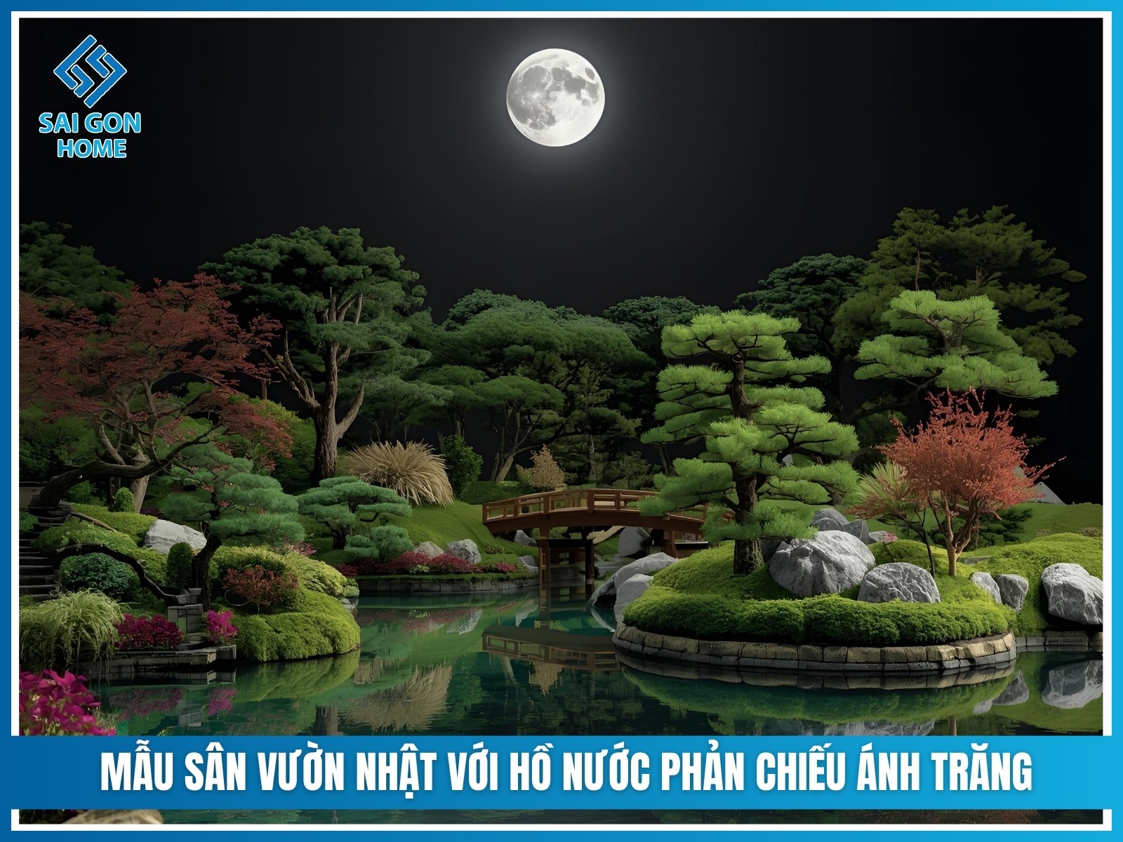 Mẫu sân vườn Nhật Bản 50 Mau san vuon Nhat voi ho nuoc phan chieu anh trang