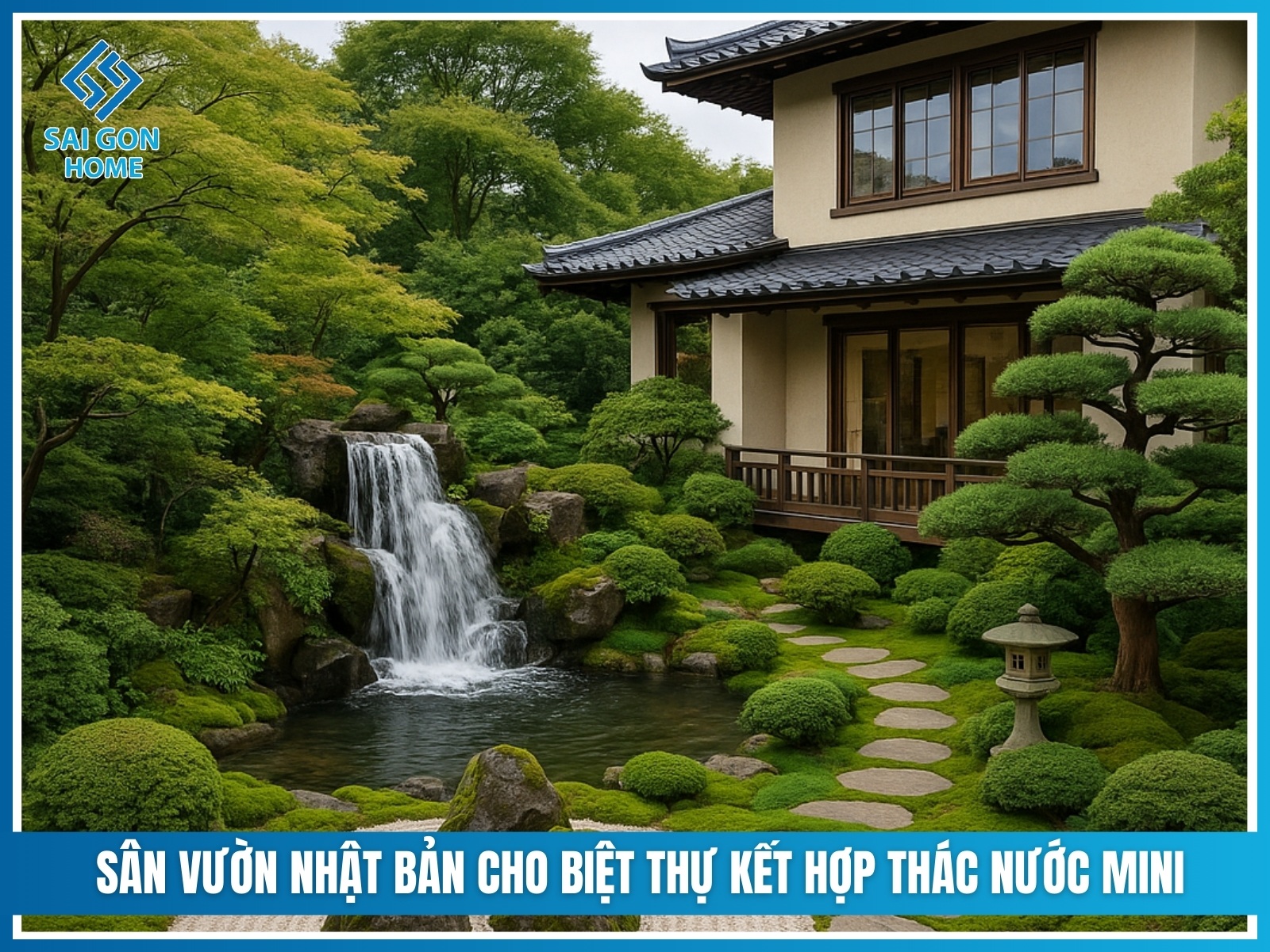 Mẫu sân vườn Nhật Bản 39 San vuon Nhat Ban cho biet thu ket hop thac nuoc mini