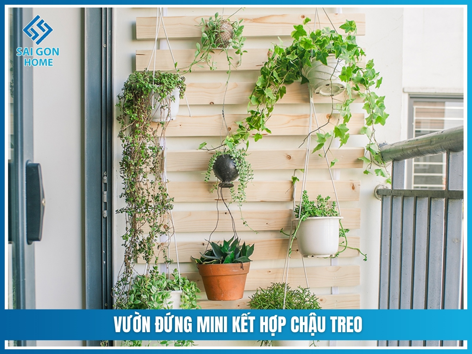 Vuon dung mini ket hop chau treo