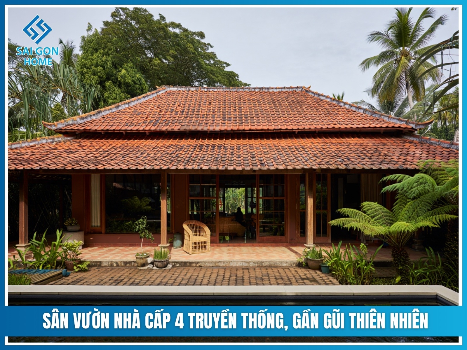 Ý tưởng thiết kế sân vườn nhỏ trước nhà cấp 4 ĐẸP MẮT 25 San vuon truyen thong gan gui thien nhien