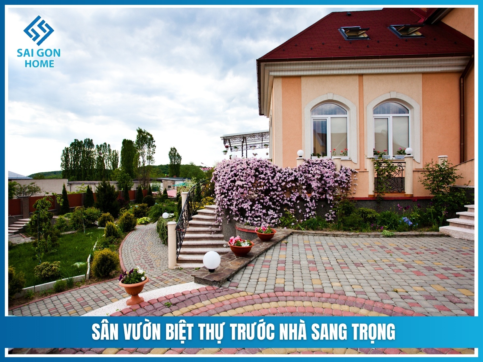 75+ ý tưởng thiết kế sân vườn trước nhà đẹp MÊ HỒN 20 San vuon biet thu truoc nha sang trong