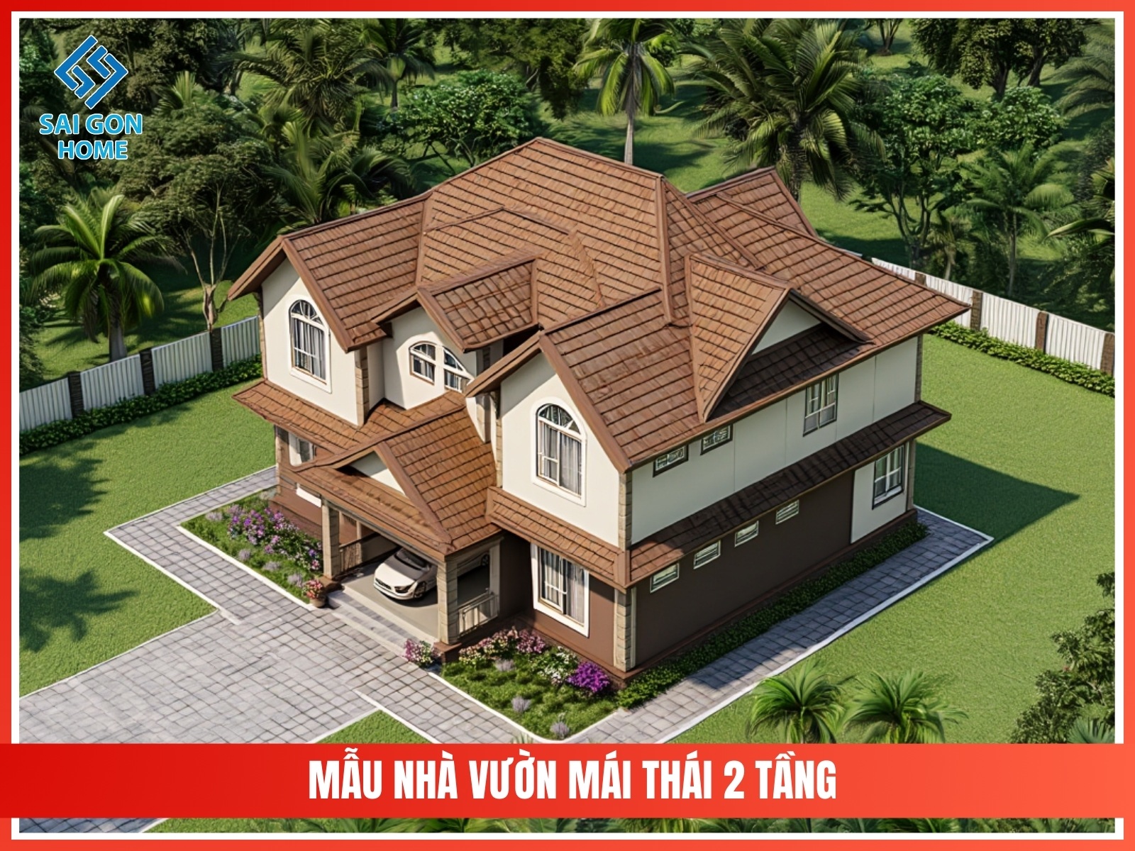 99+ mẫu thiết kế nhà vườn đẹp mắt hiện đại 2025 78 Mau nha vuon mai Thai 2 tang