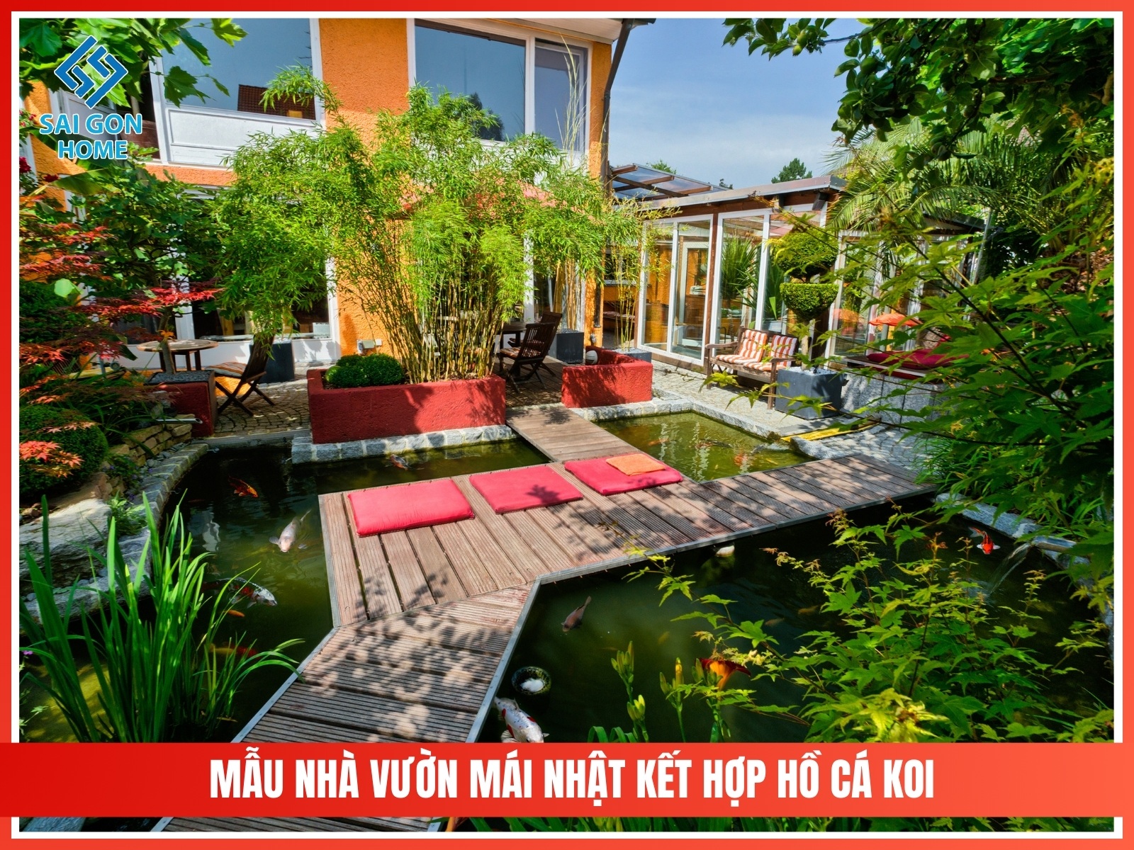 99+ mẫu thiết kế nhà vườn đẹp mắt hiện đại 2025 85 Mau nha vuon mai Nhat ket hop ho ca Koi