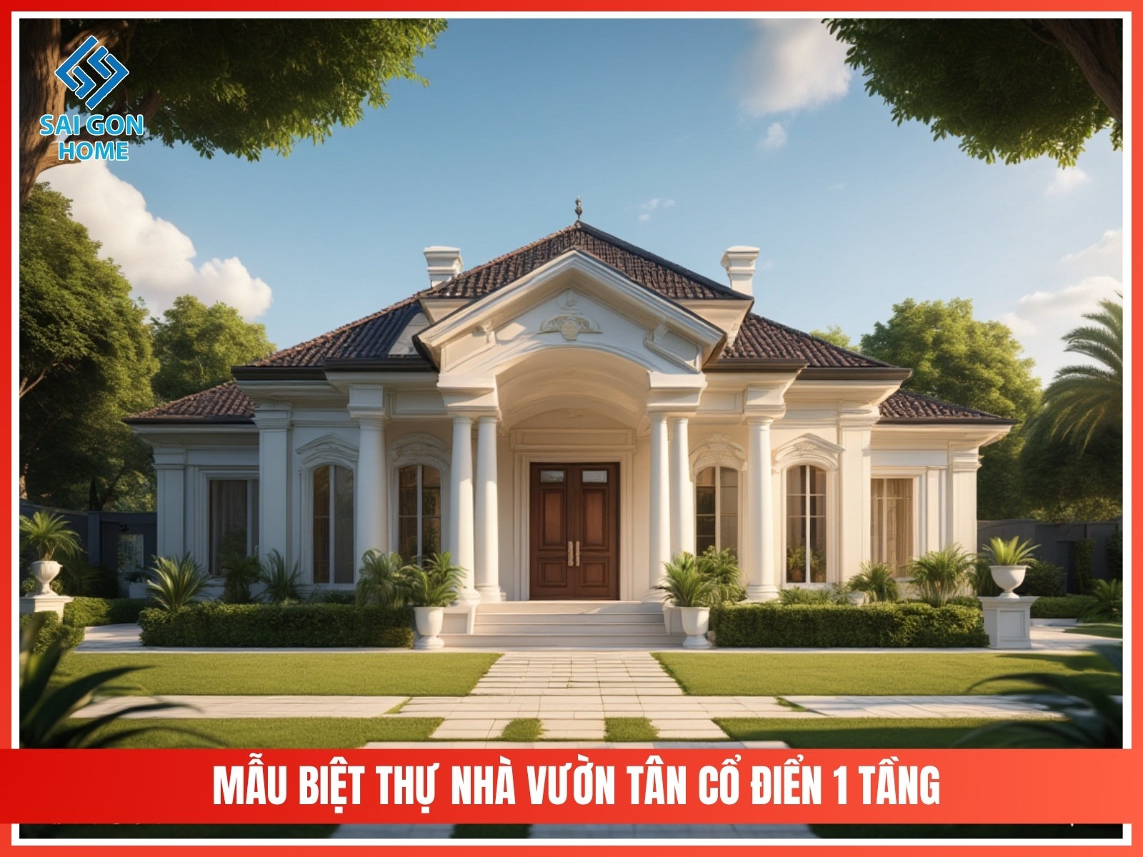 99+ mẫu thiết kế nhà vườn đẹp mắt hiện đại 2025 95 Mau biet thu nha vuon tan co dien 1 tang