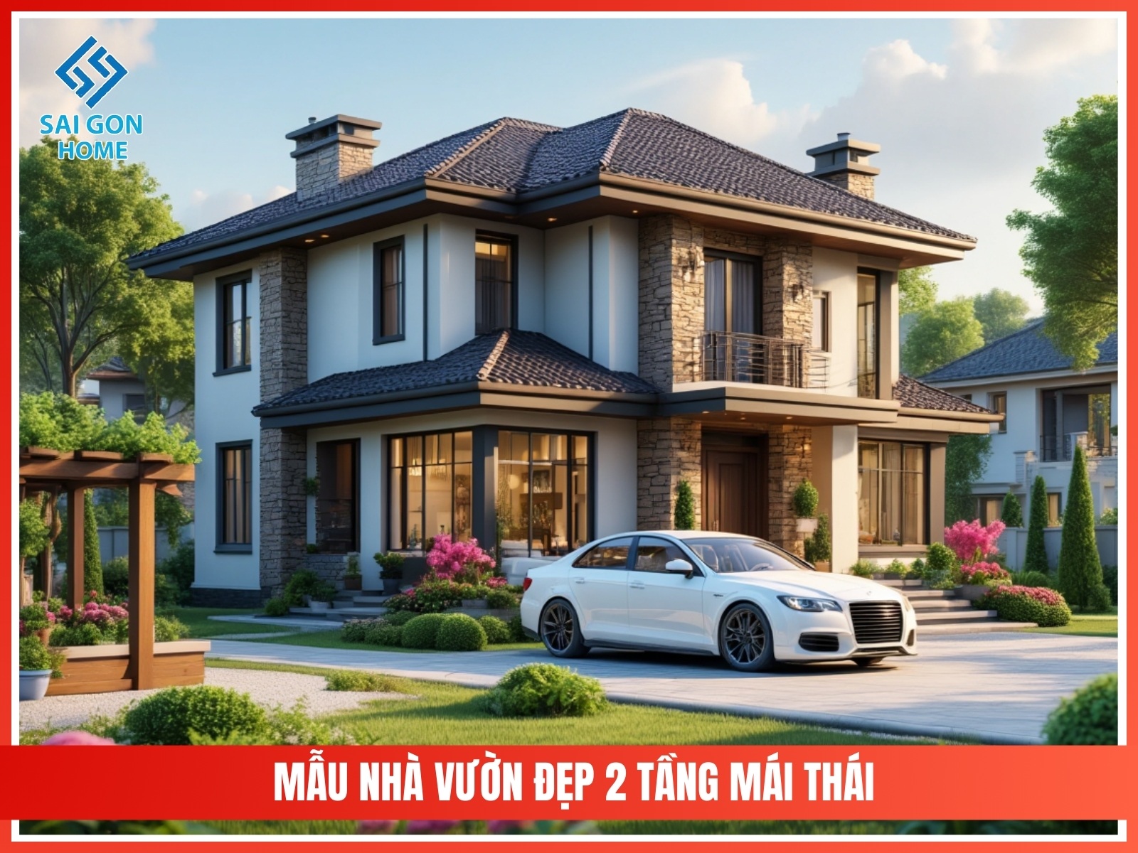 99+ mẫu thiết kế nhà vườn đẹp mắt hiện đại 2025 103 Mau nha vuon dep 2 tang mai Thai
