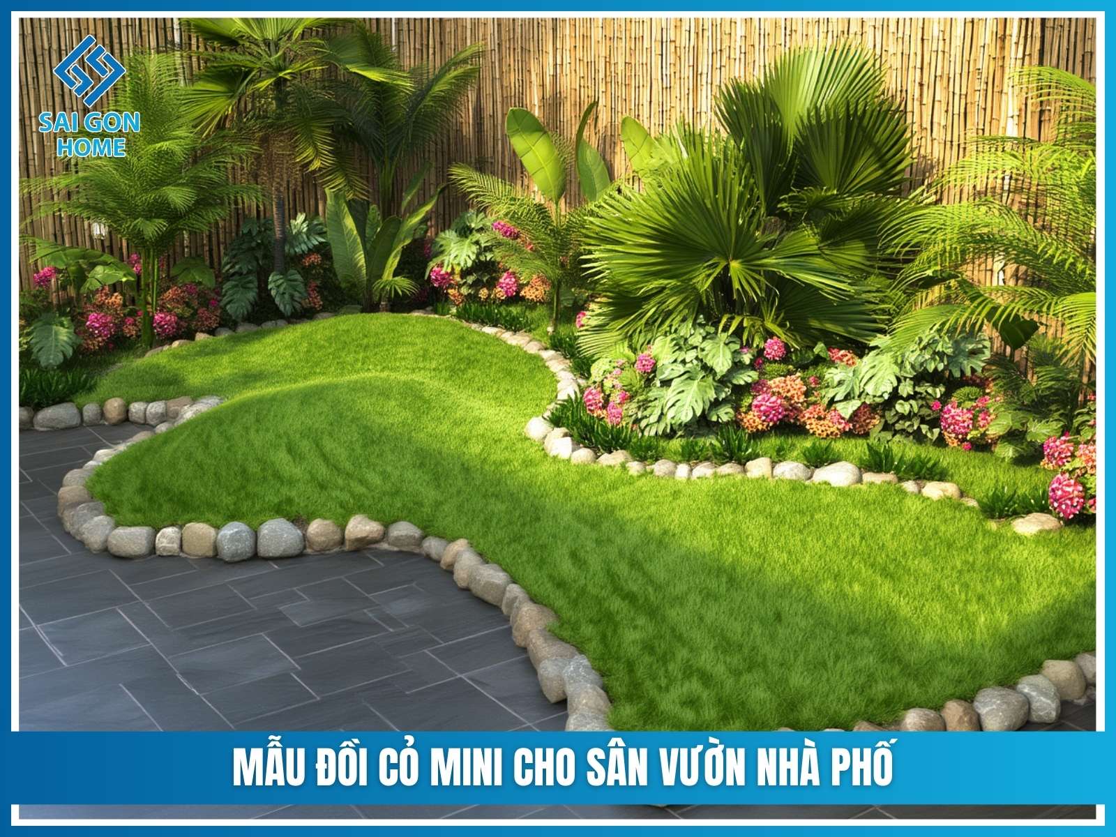 Mẫu đồi cỏ mini cho sân vườn nhà phố