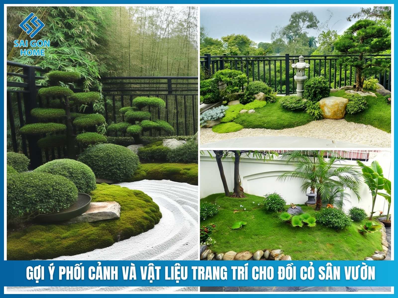 Gợi ý phối cảnh và vật liệu trang trí cho đồi cỏ sân vườn