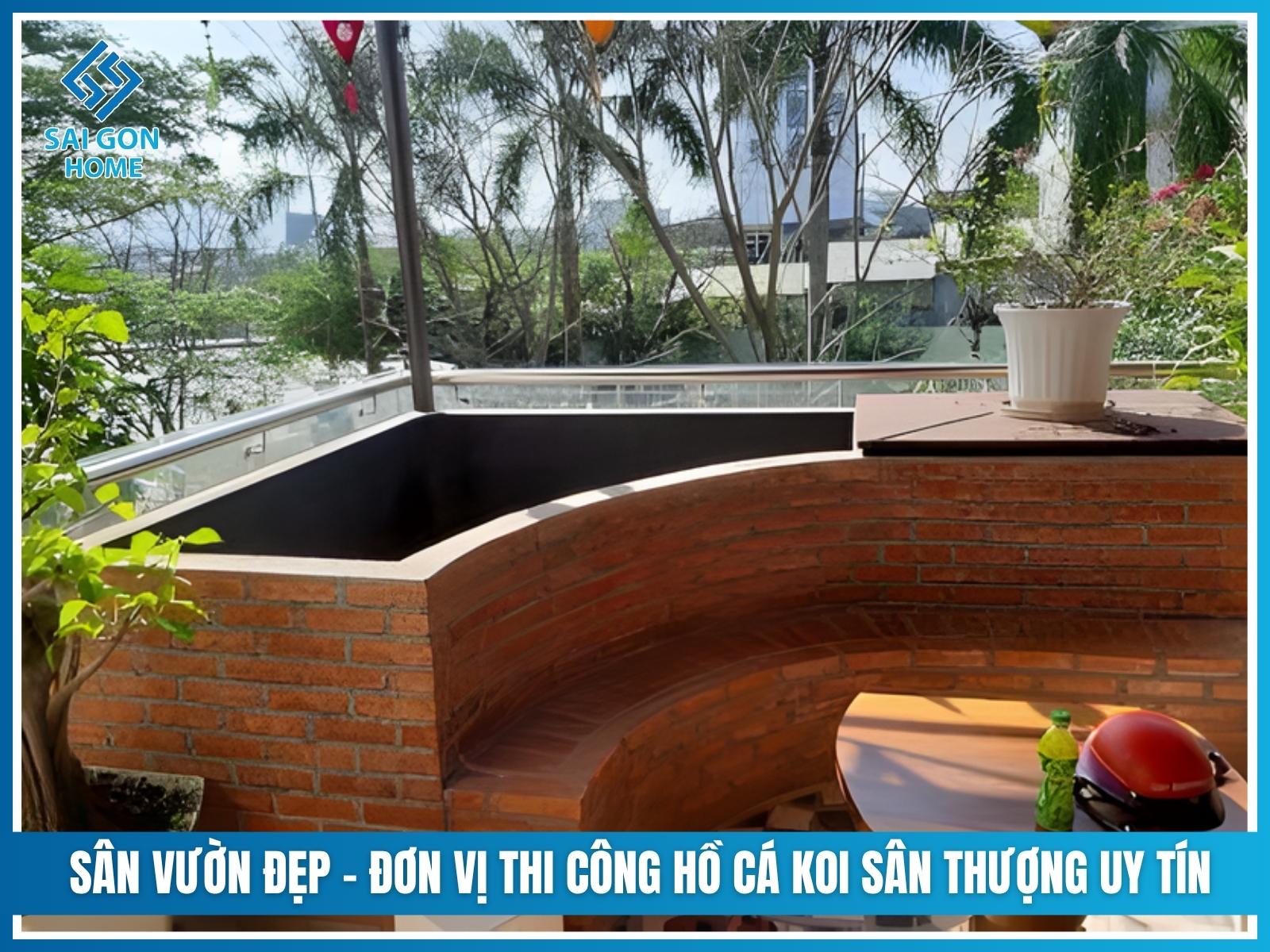 SÂN VƯỜN ĐẸP - Đơn vị thi công hồ cá koi sân thượng uy tín