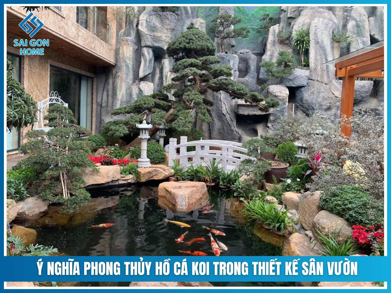 Ý nghĩa phong thủy hồ cá koi trong thiết kế sân vườn
