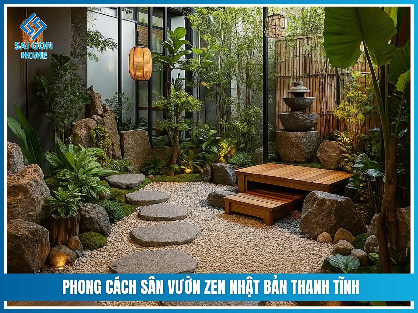 Sân vườn phong cách sân vườn Zen Nhật Bản thanh tĩnh
