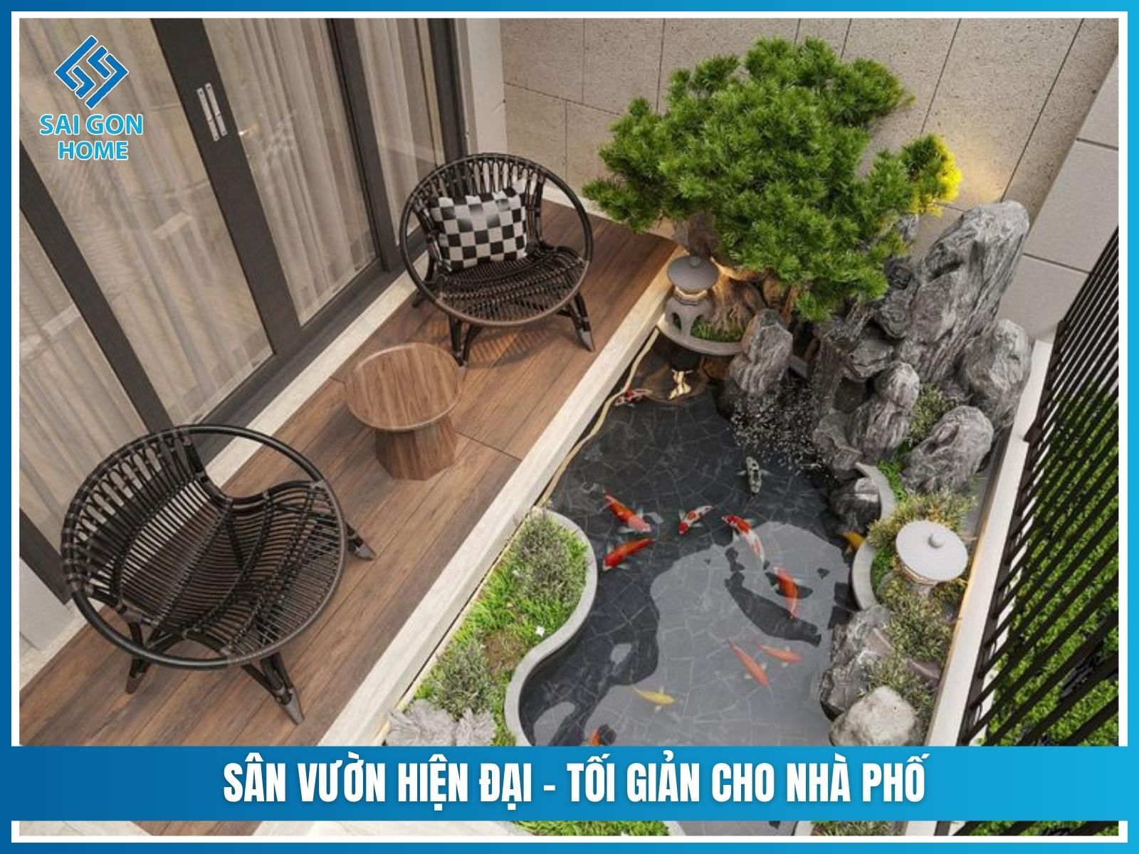 Sân vườn hiện đại – tối giản cho nhà phố