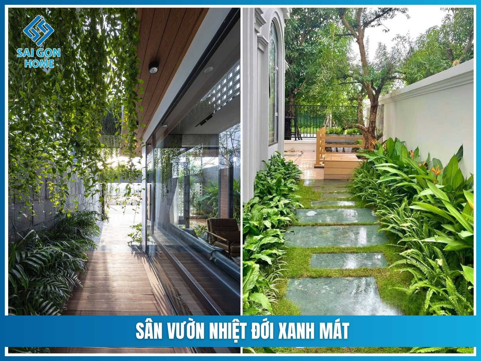 Sân vườn nhiệt đới xanh mát