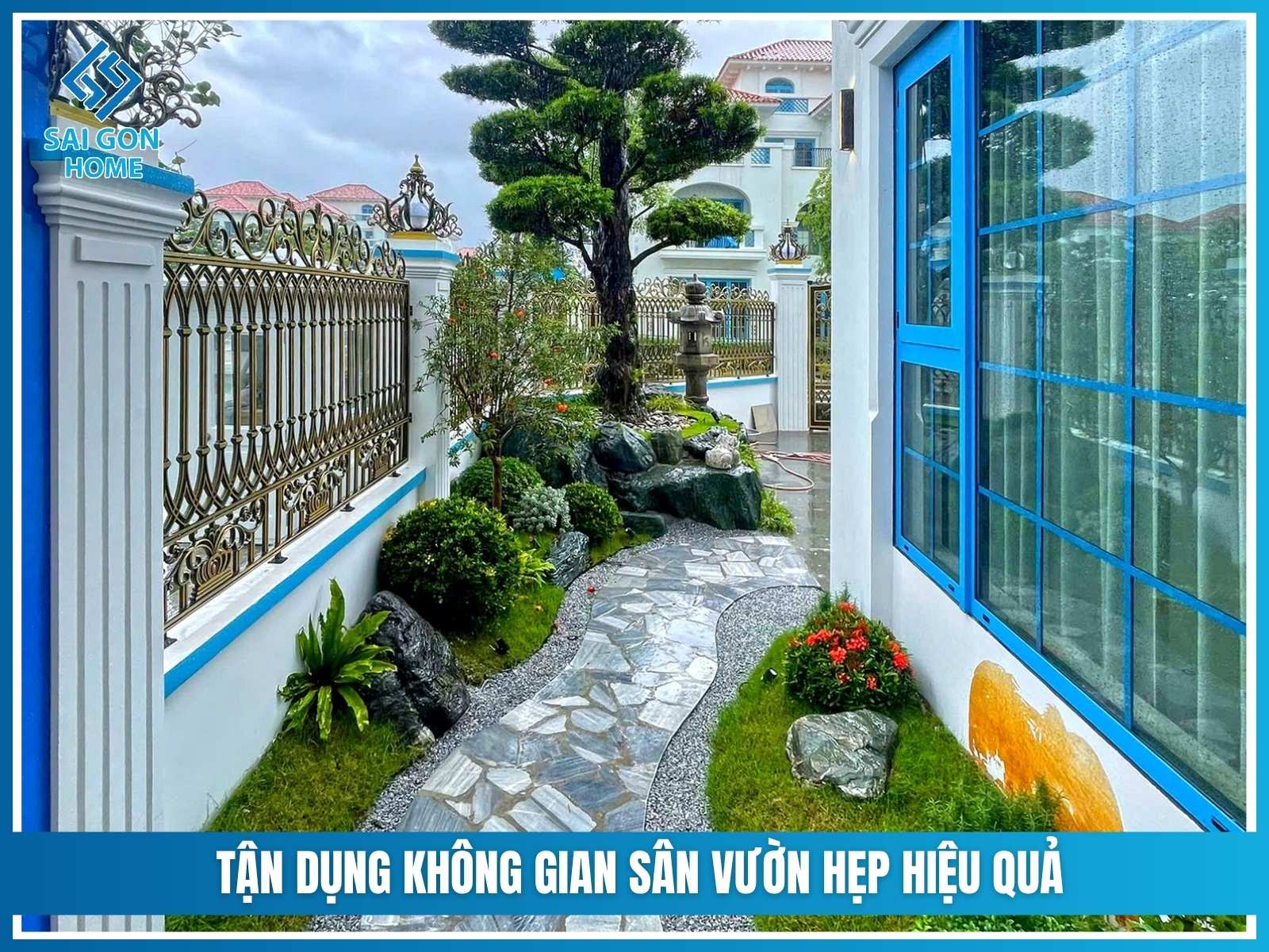 Sân vườn tận dụng không gian hẹp hiệu quả