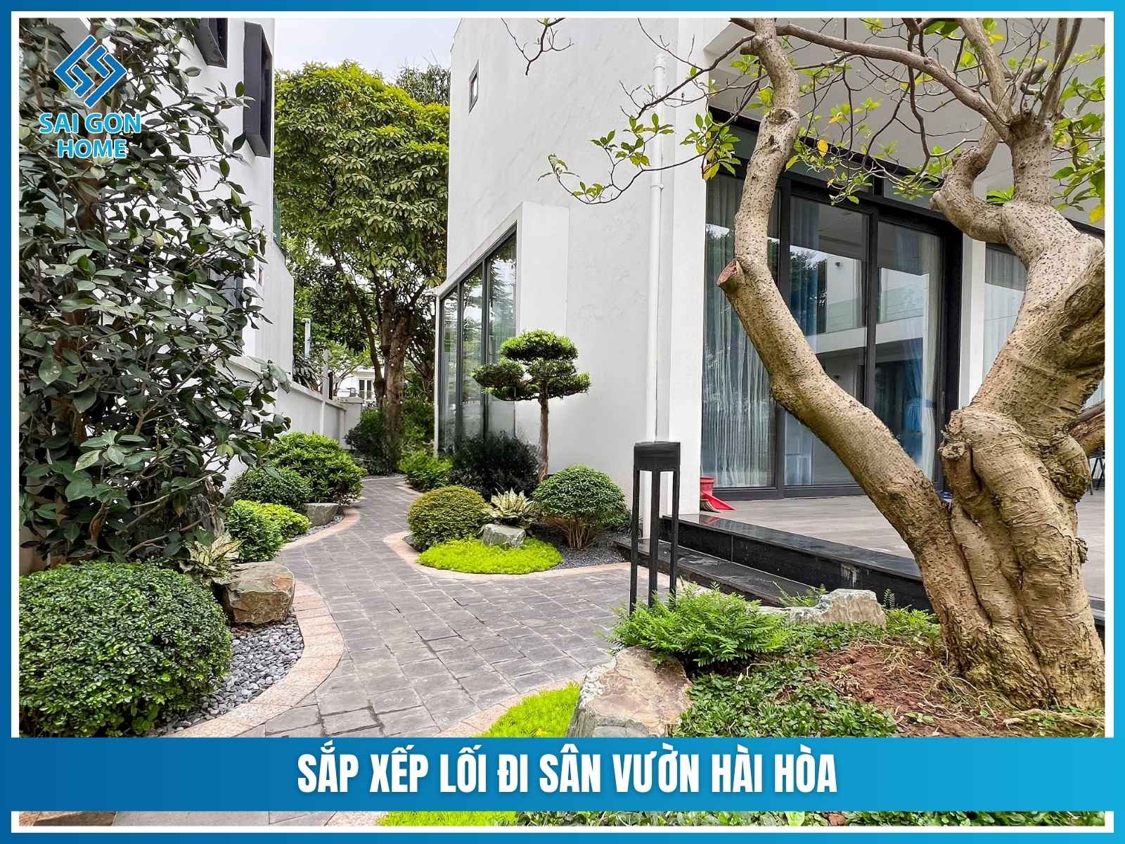 Sắp xếp lối đi sân vườn hài hòa