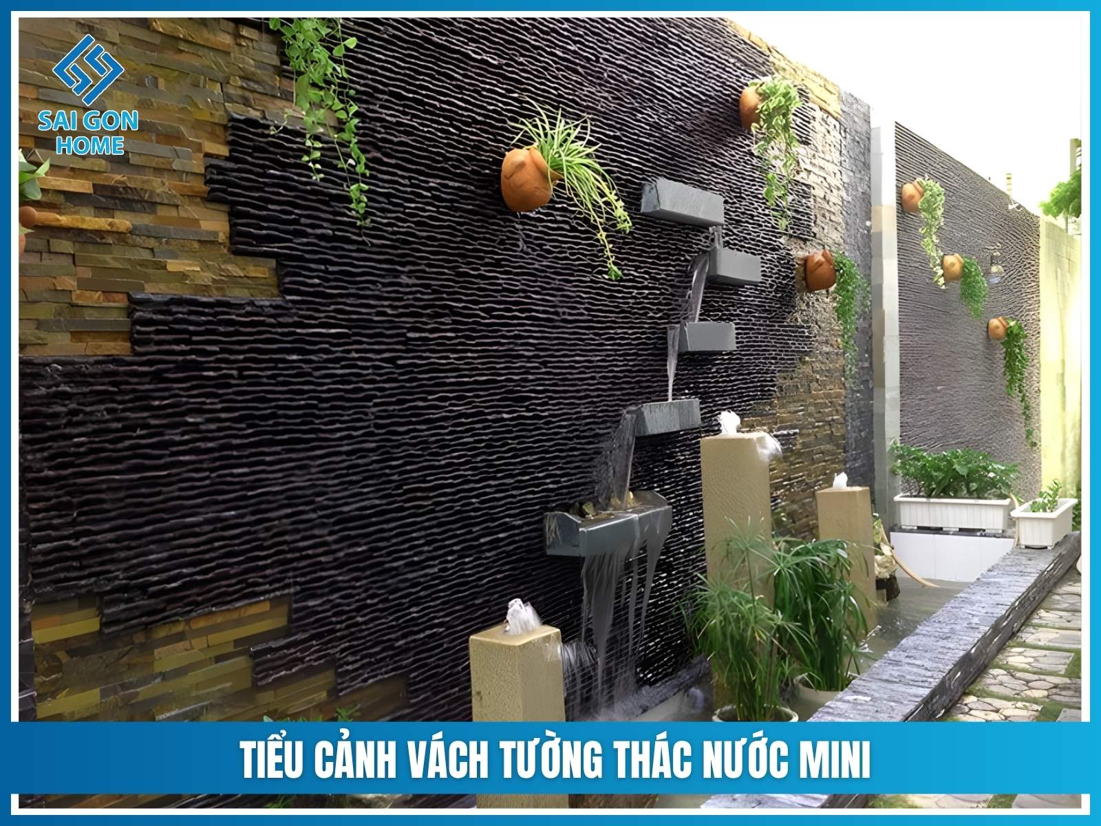 Tiểu cảnh vách tường thác nước mini