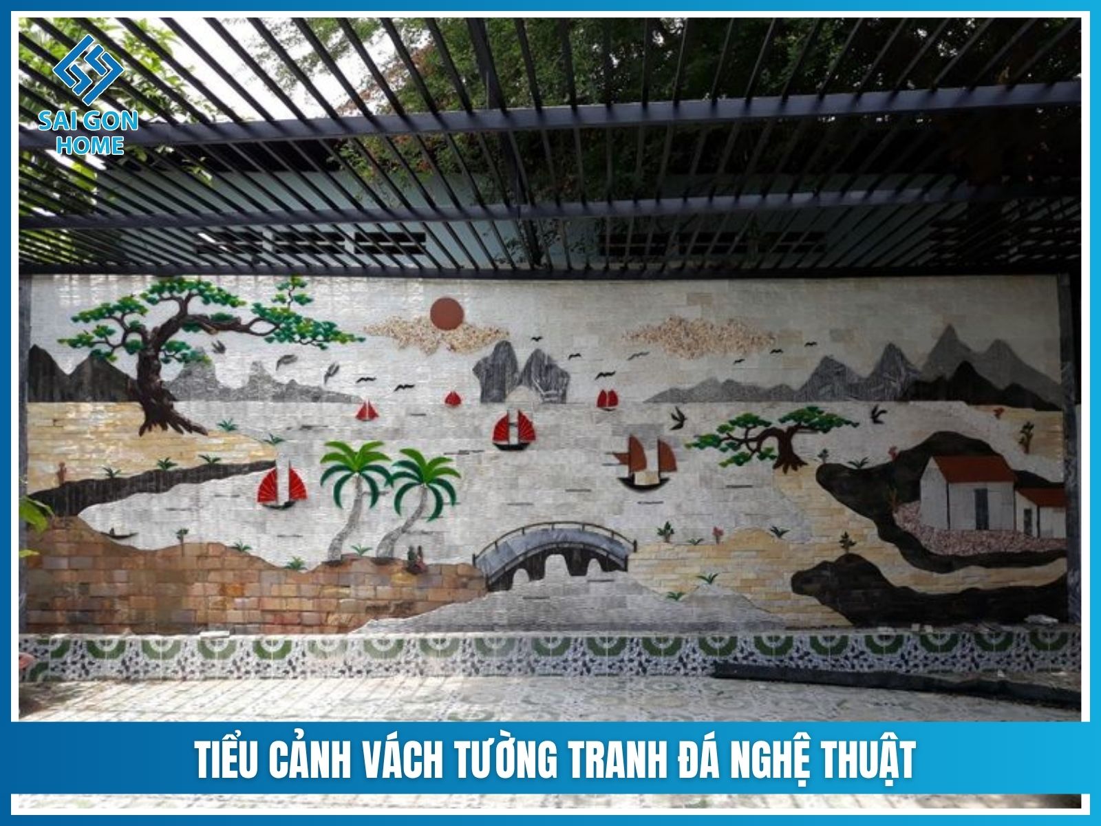 Tiểu cảnh vách tường tranh đá nghệ thuật