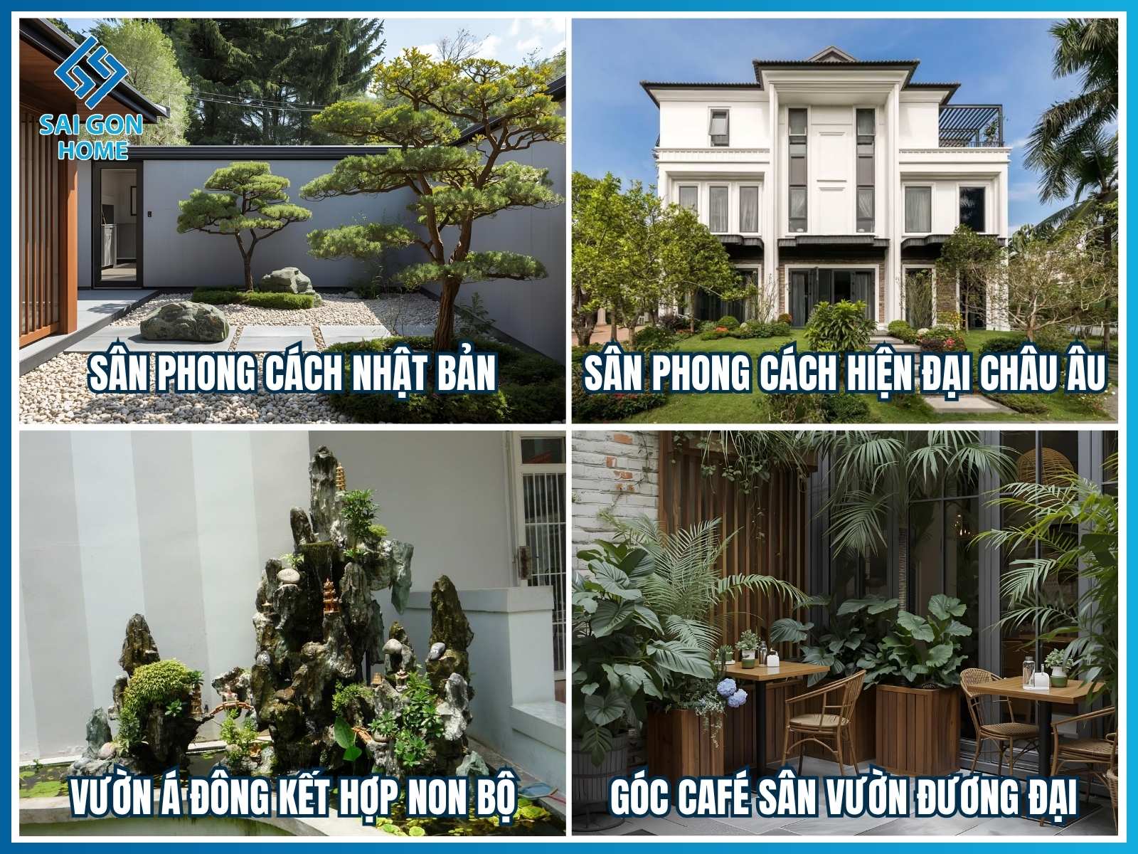 Trang trí sân theo phong cách hiện đại và Á Đông