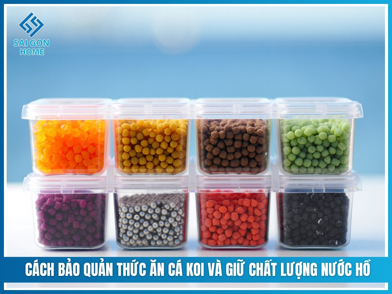 Các loại thức ăn cho cá koi giúp cá KHỎE và lên màu đẹp 13 Cách bảo quản thức ăn cá koi và giữ chất lượng nước hồ