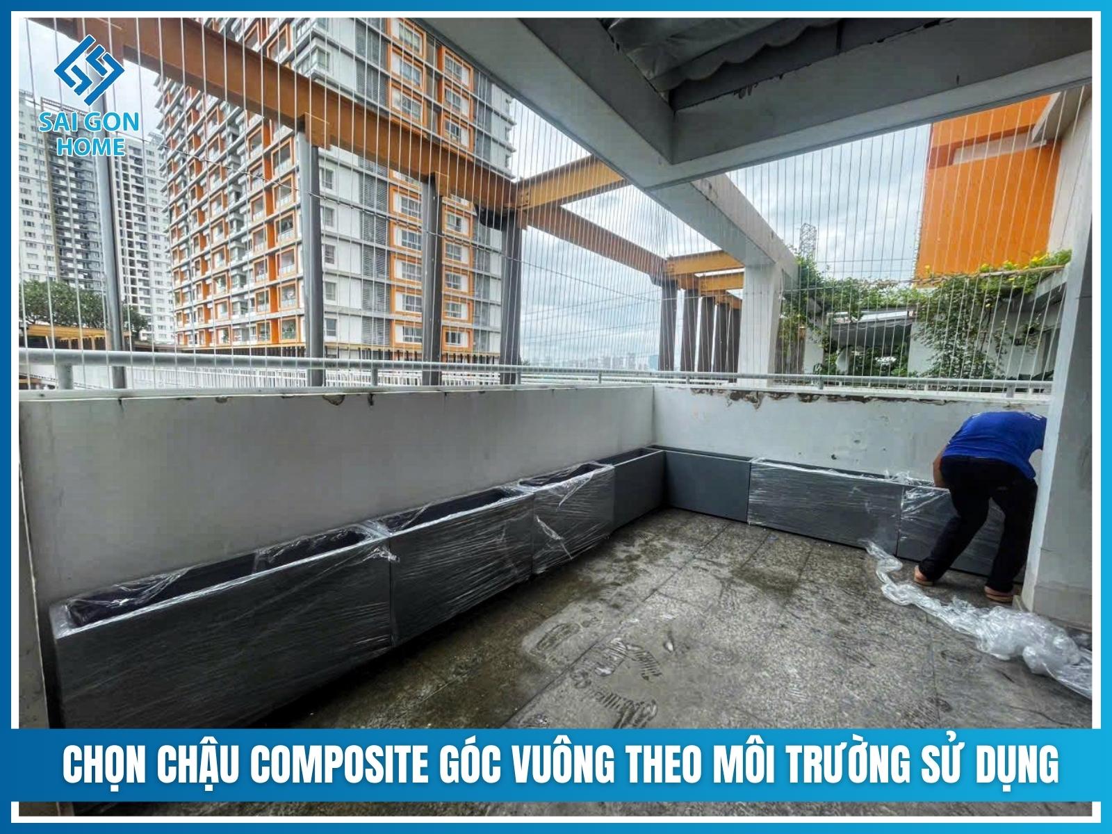 Cách chọn chậu composite vuông theo môi trường sử dụng trong nhà hoặc ngoài trời