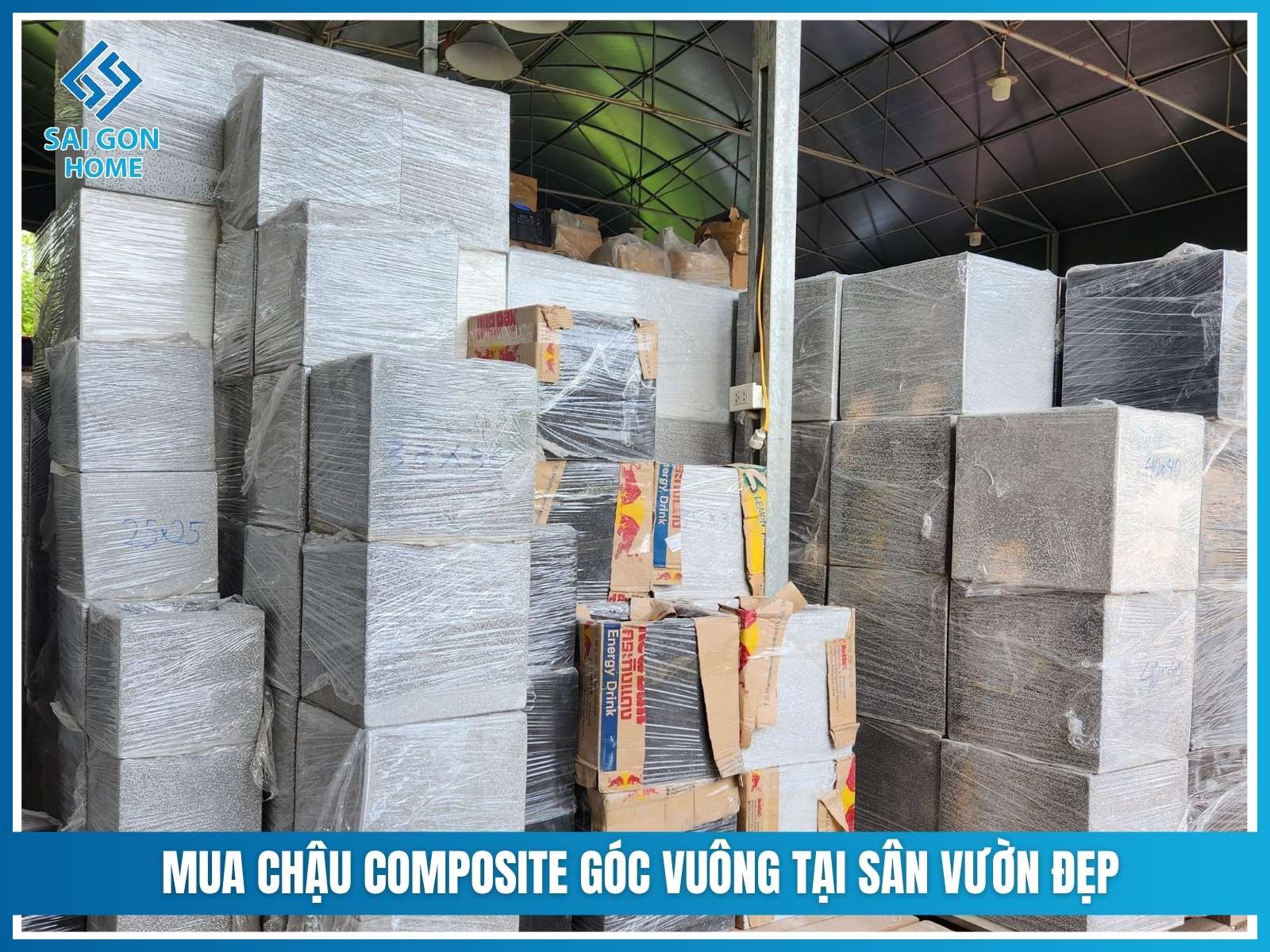 Mua chậu composite góc vuông tại SÂN VƯỜN ĐẸP