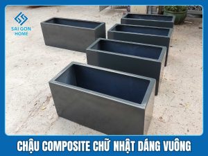 Chậu composite chữ nhật cùng nhóm với dáng vuông
