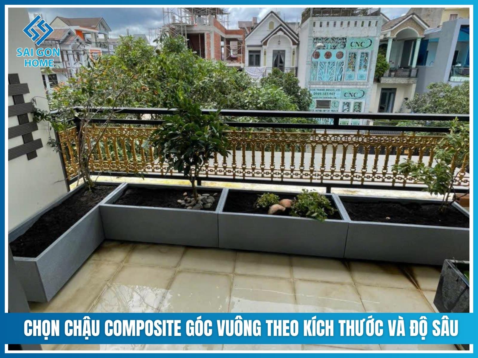Cách chọn chậu composite vuông góc theo kích thước và độ sâu trồng cây