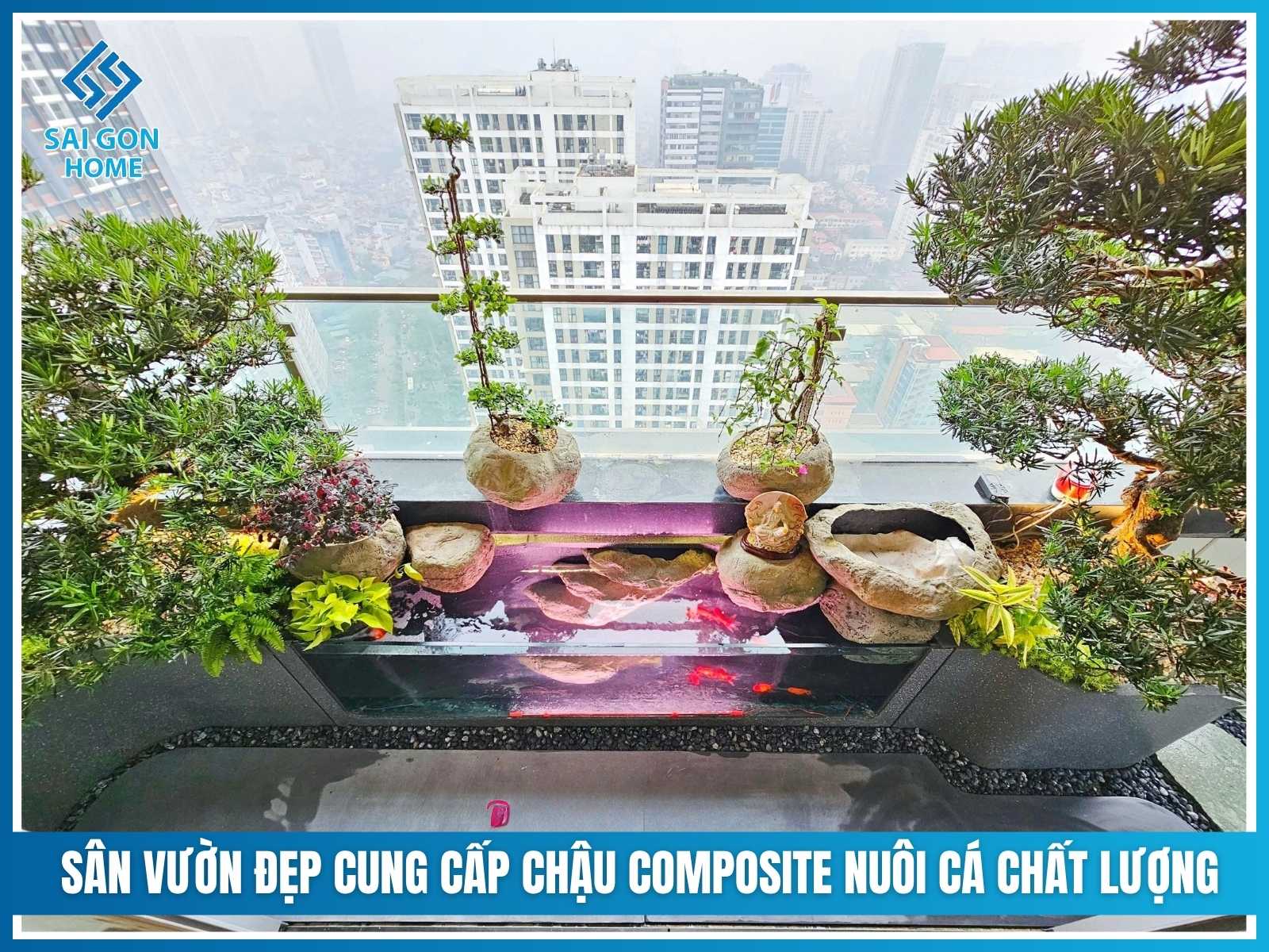 SÂN VƯỜN ĐẸP cung cấp chậu composite nuôi cá chất lượng