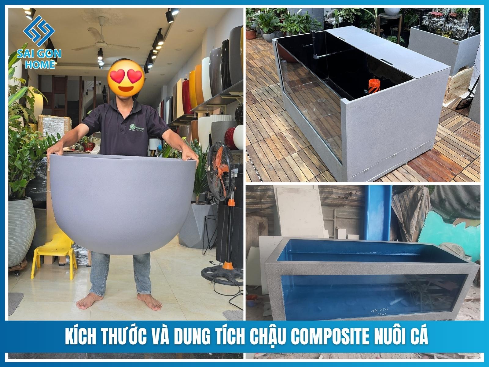 Kích thước và dung tích chậu composite nuôi cá