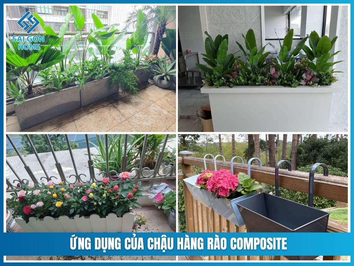 Chậu hàng rào Composite 11 Ứng dụng của chậu hàng rào Composite trong cảnh quan sân vườn