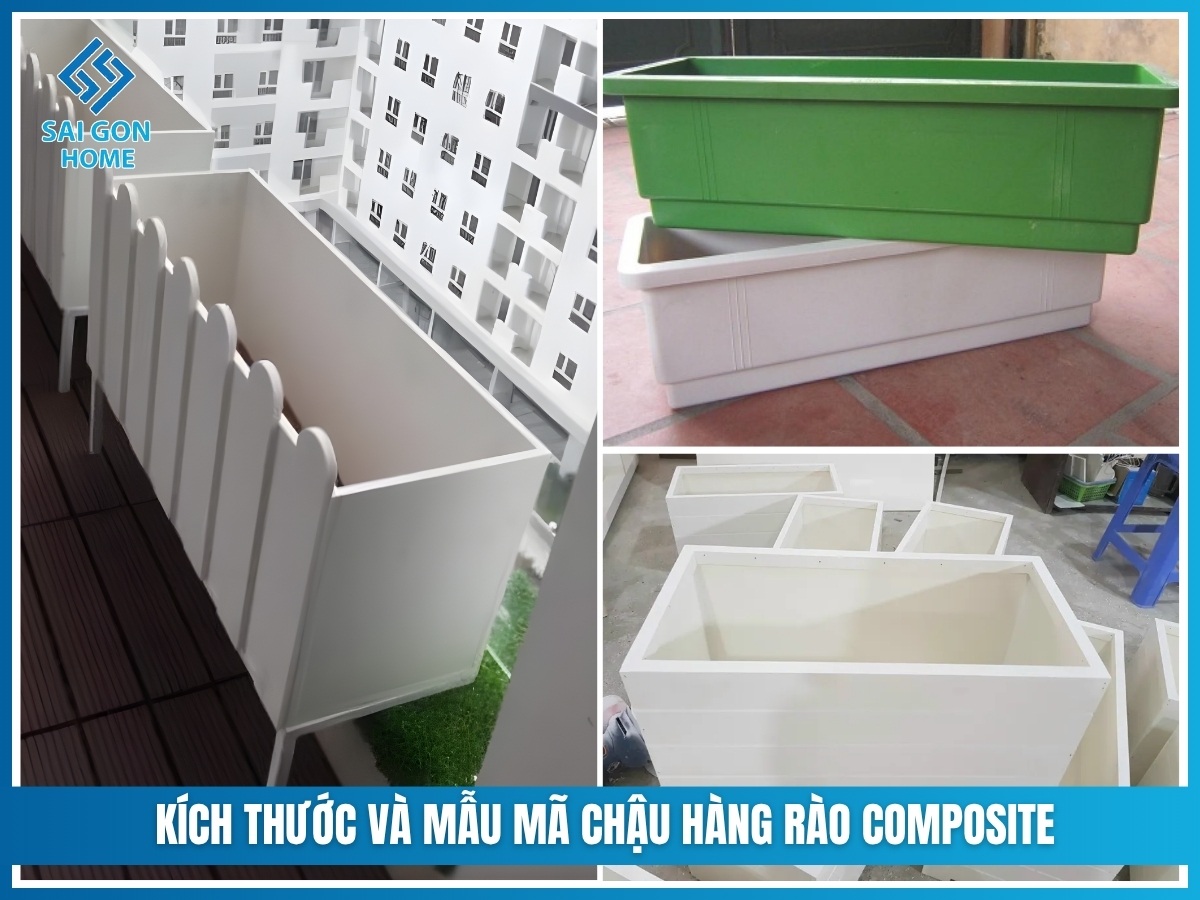 Chậu hàng rào Composite 12 Kích thước và mẫu mã chậu hàng rào Composite phổ biến