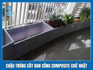 Chậu trồng cây ban công Composite 1 Chậu trồng cây ban công Composite chữ nhật