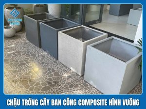 Chậu trồng cây ban công Composite 2 Chậu trồng cây ban công Composite hình vuông