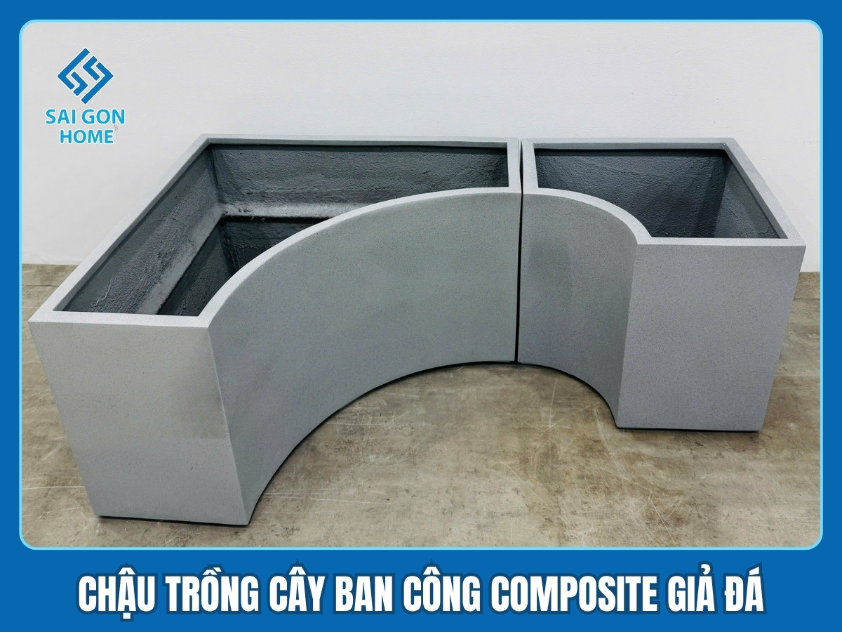 Chậu trồng cây ban công Composite 15 Chậu trồng cây ban công Composite giả đá