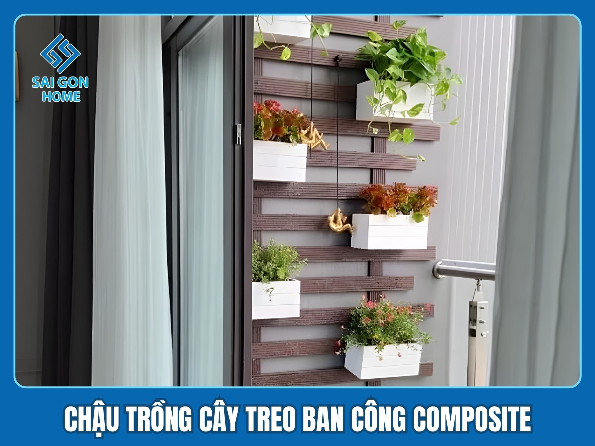 Chậu trồng cây ban công Composite 17 Chậu trồng cây treo ban công Composite