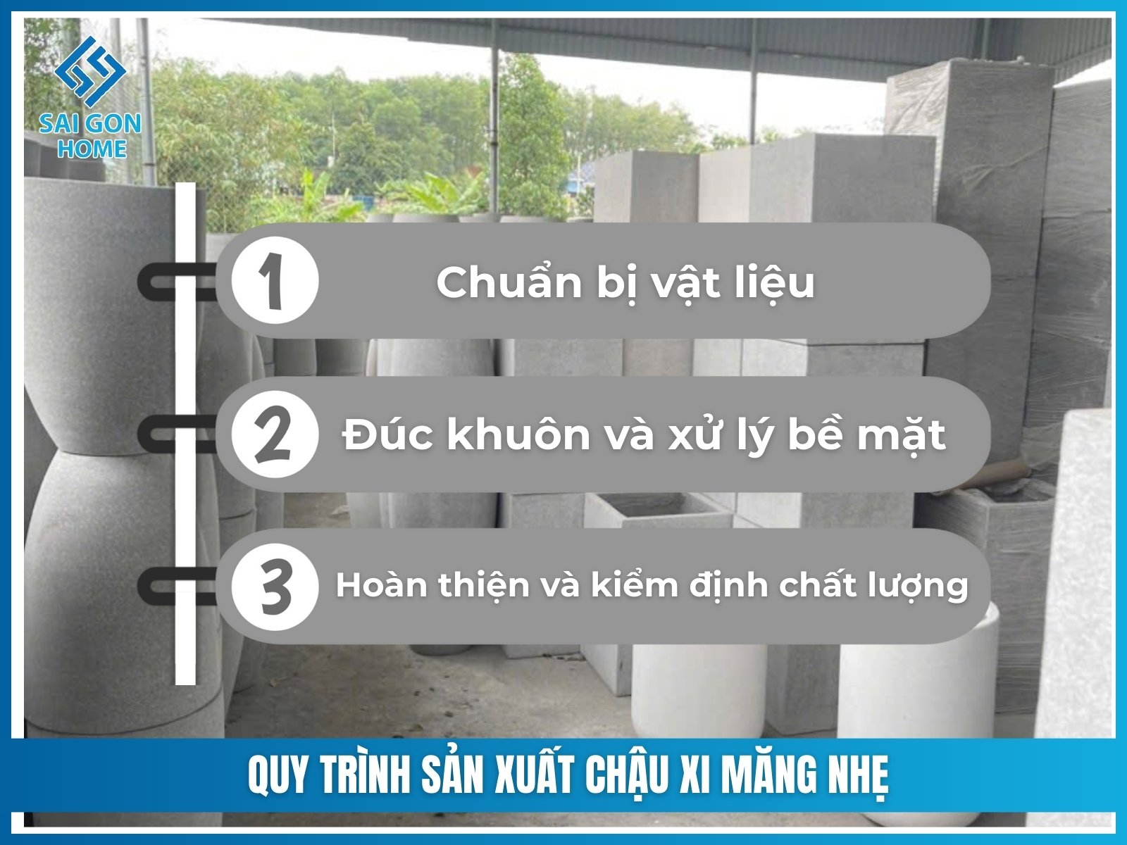 Chậu xi măng nhẹ 20 Quy trình sản xuất chậu xi măng nhẹ