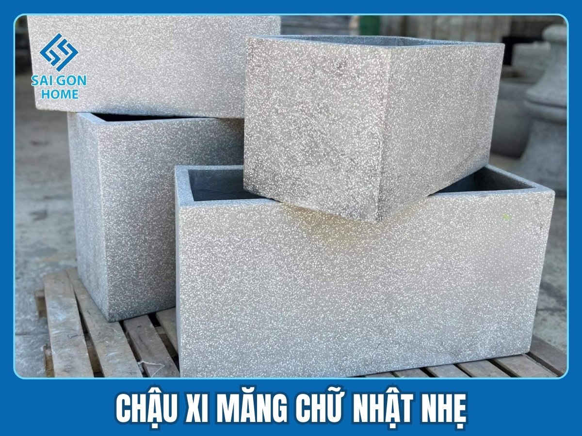 Chậu xi măng nhẹ 14 Chậu xi măng chữ nhật nhẹ