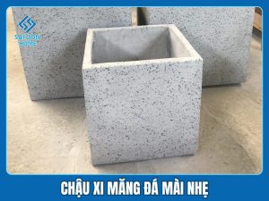 Chậu xi măng nhẹ 4 Chậu xi măng đá mài nhẹ