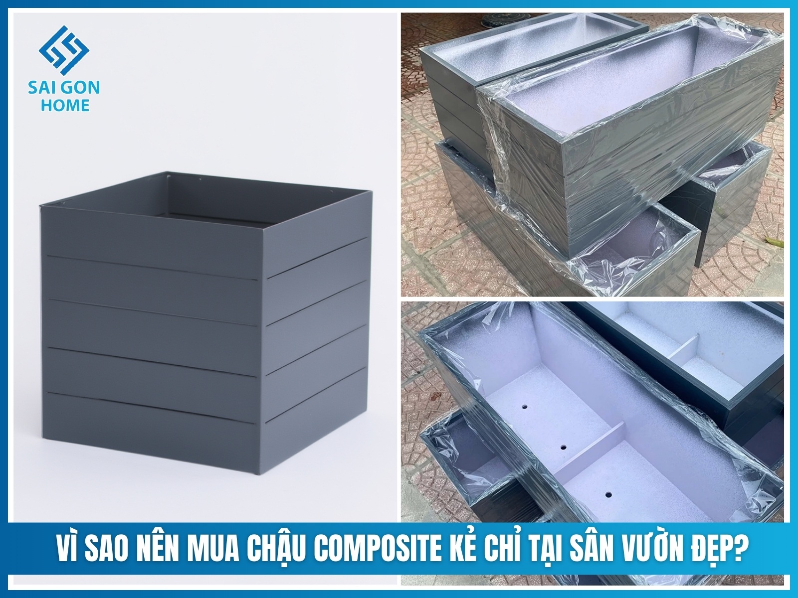 Vì sao nên mua chậu composite kẻ chỉ tại SÂN VƯỜN ĐẸP?