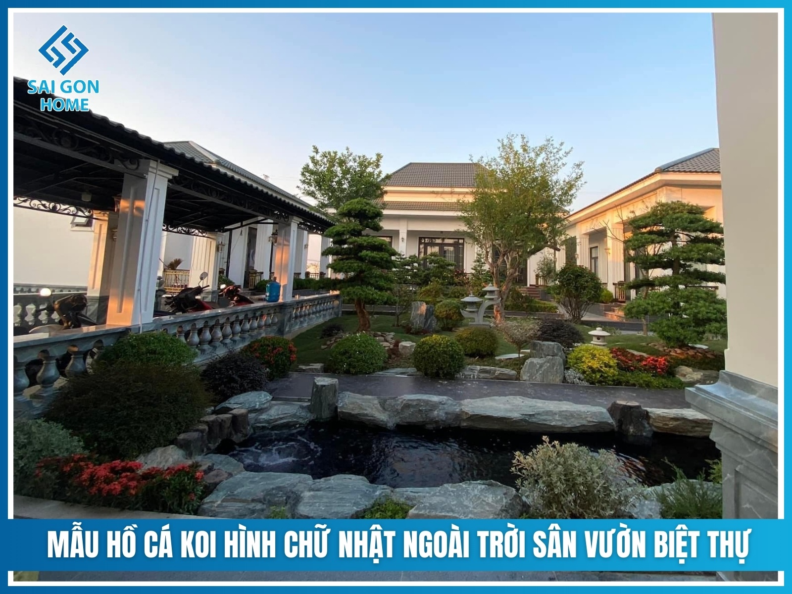 12+ mẫu hồ cá koi hình chữ nhật đẹp hợp PHONG THỦY 9 Mau ho ca koi hinh chu nhat ngoai troi cho san vuon biet thu