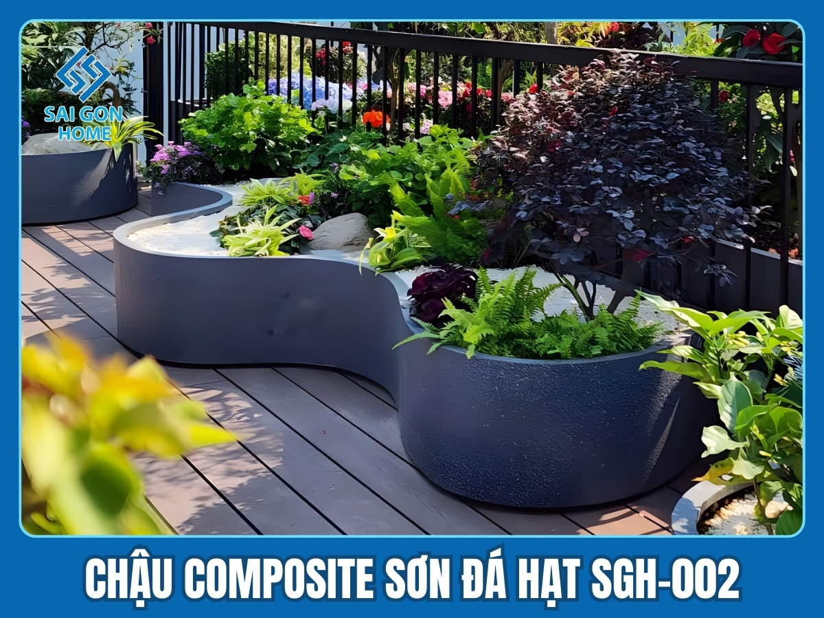 Chậu Composite sơn đá hạt SGH-002 Chậu Composite sơn đá hạt SGH-002