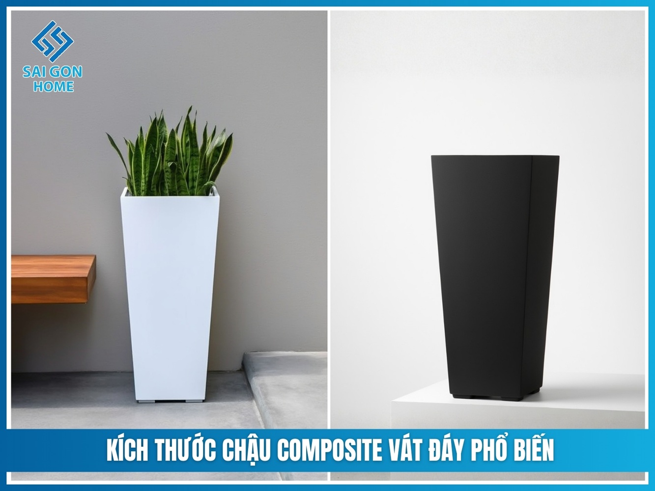 Chậu composite vát đáy 10 Kích thước chậu composite vát đáy phổ biến