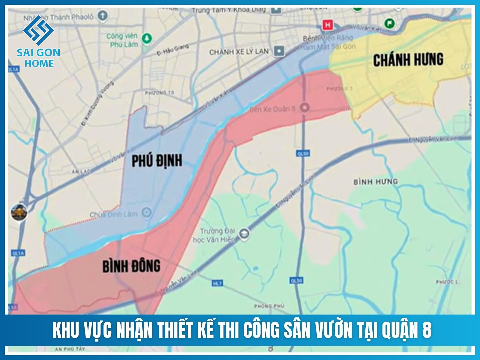 Khu vực nhận thiết kế thi công sân vườn tại Quận 8